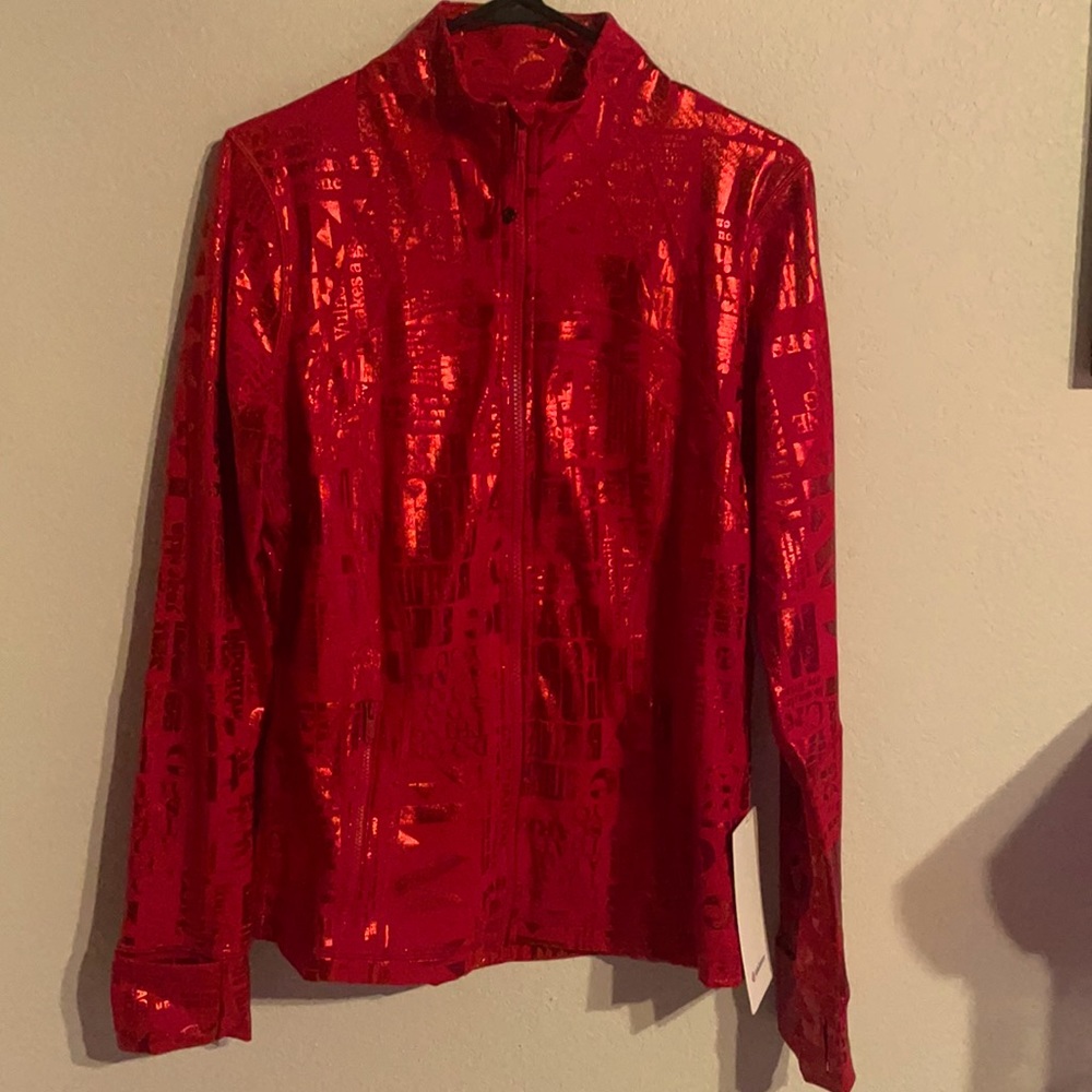 NWT Lululemon Define Jacket size 12 Red w/ inspiring quotes